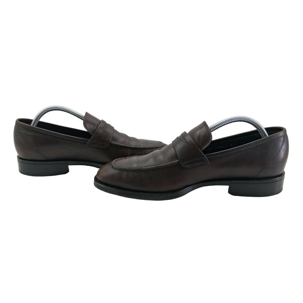 Salvatore Ferragamo Shoes Mens Size 9 Brown Leather Dress Loafers Made Italy EE